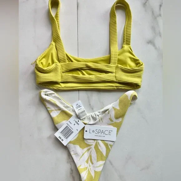 Nwt l*space jess top marigold yellow cabana bottom bitsy citrus foral set